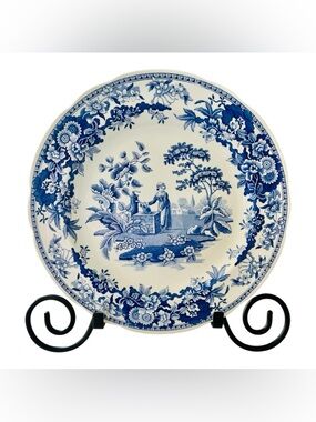 Spode Blue Room “Girl at Well” Plate Blue White Transferware England